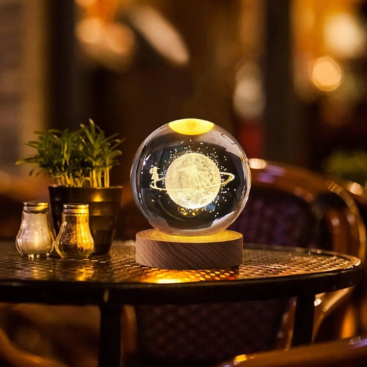 🪐Lampara Esfera 3D + Base en madera